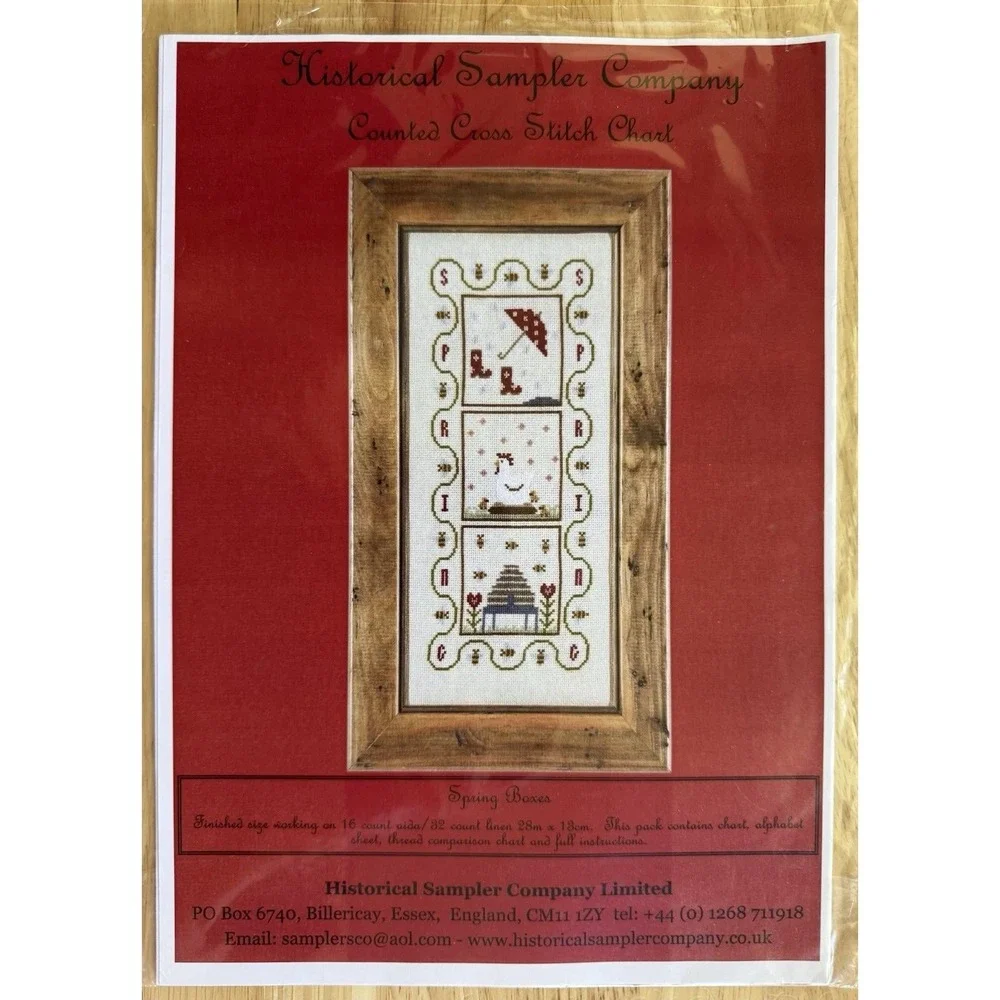 Historical Sampler Company‎ U.K. ~ SPRING BOXES Counted Cross Stitch Chart Pack